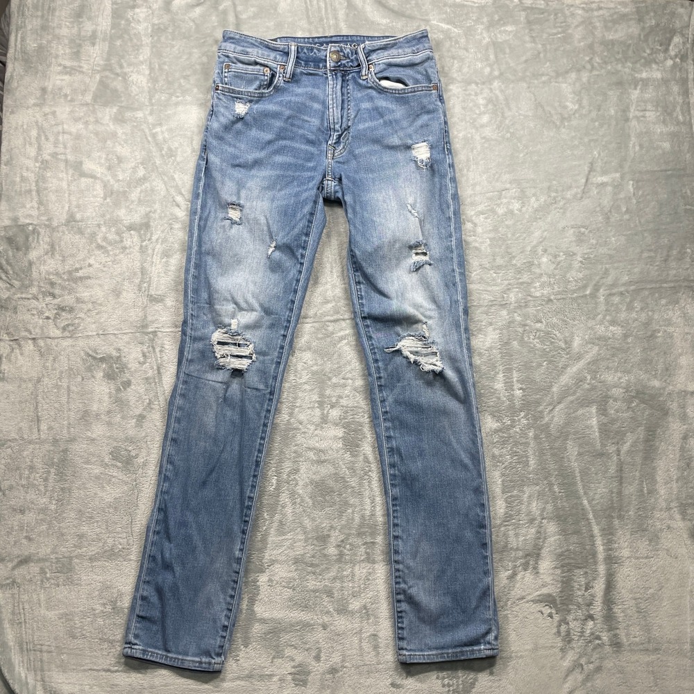 American Eagle Mens Next Level Airflex Slim Fit Distressed Blue Jeans 30x34